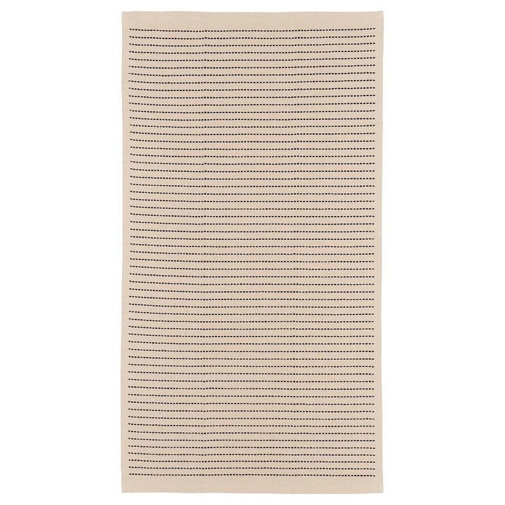 Килим, плосък плат, естествен/черен, 80x150см