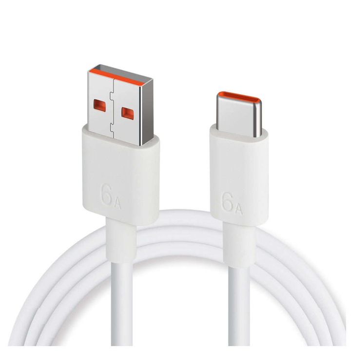 Super Charge adat- és gyorstöltő kábel 66W 6A Huawei, Samsung, Xiaomi USB Type C 1 méter