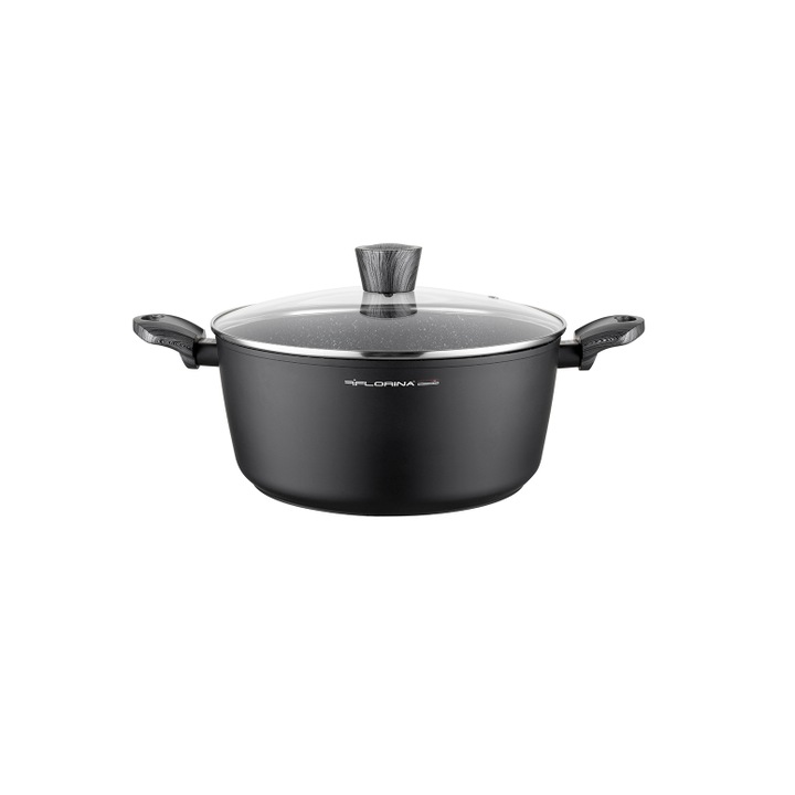 Алуминиева тенджера, с капак, мраморно покритие, 28x14x2.2cm, 6.1l, Bono, Florina