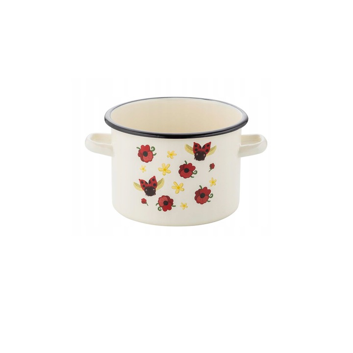 Fehér zománcozott acél edény, 22cm, 6l, Ladybird, Florina