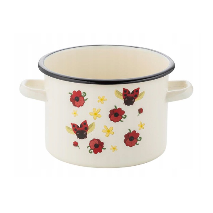 Oala din otel emailat alb, 18cm, 3.2l, Ladybird Florina