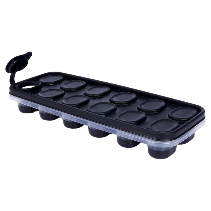 Vilde, Jégkocka forma, Fedéllel, 25 cm, Szilikon, Fekete