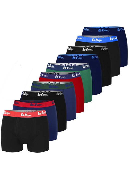 Set 10 bucati, boxeri barbati, Lee Cooper, BM11, Clasici, Bumbac, Multicolor, Marime M