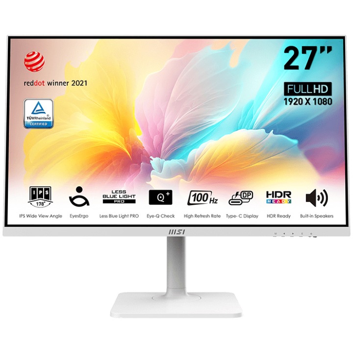 Monitor LED MSI Modern MD2712PW 27 hüvelykes FHD IPS 4ms 100Hz, fehér