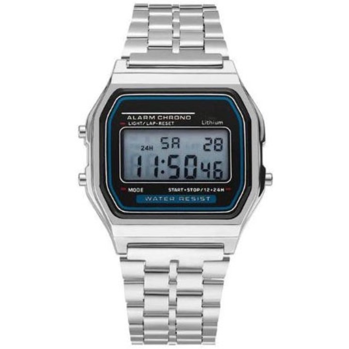 Ceas Digital, Model Ultra-Thin, Stainless-Steel, Argintiu - eMAG.ro