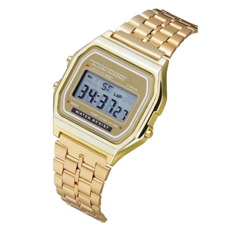 Ceas Digital, Model Ultra-Thin, Stainless-Steel, Auriu - eMAG.ro