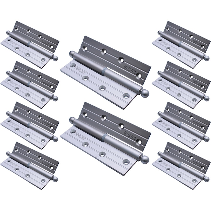 Alumínium zsanér, jobb, ablakhoz, szatén, bal, 70 x 120 mm, 10 db / szett