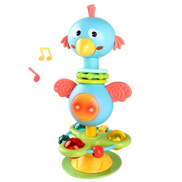 Jucarie interactiva, pentru bebelusi, Ventuza, Sunete, +0luni, Multicolor