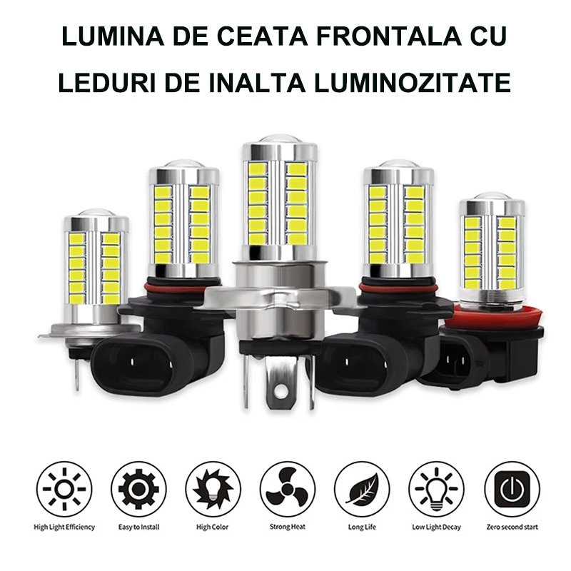 Set Lampi De Ceata Auto H H K Led Ip Lumeni Alb