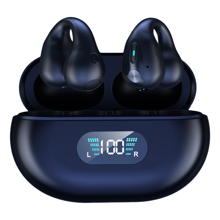 Vezeték nélküli fejhallgató, Bluetooth 5.3, LED kijelző, sötétkék