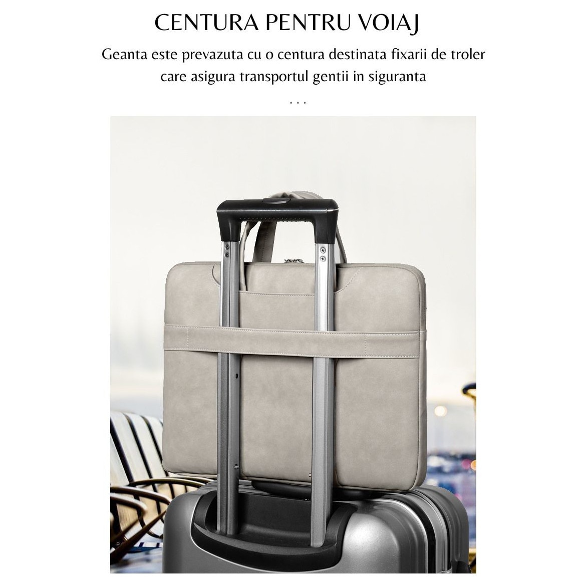 Geanta Laptop, HITTERGEM® Dama Slim Eleganta din Piele Ecologica Impermeabila, Geanta Laptop 15.6 Inch Rezistenta la Taieturi, Geanta Laptop cu 4 Compartimente pentru Birou si Uz Zilnic, Design Modern 40x30x3 cm, Gri Inchis