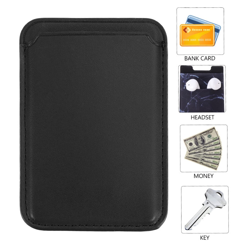 Portofel magnetic pentru telefon, JESWO®, Piele ecologica, Compatibil cu iPhone, Negru