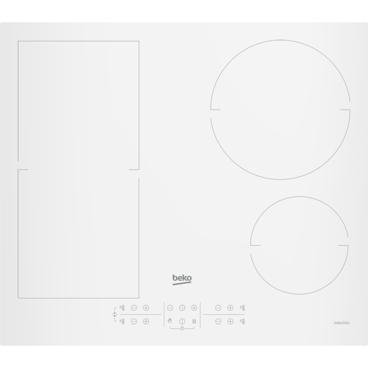 Индукционен котлон за вграждане Beko HII64200FMTW, 4 зони за готвене, IndyFlex, 60 cm, Бял