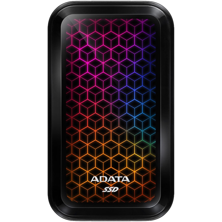 Външен SSD ADATA SE770G RGB, 2TB, USB 3.2 Gen2 Type-C, Черен