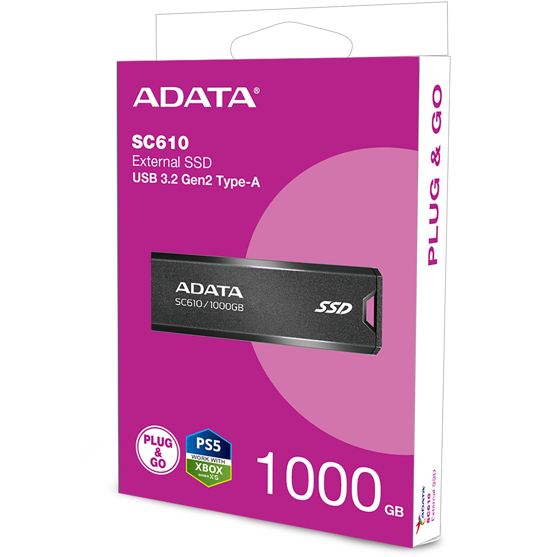 SSD extern ADATA SC610, 1TB, USB 3.2 Gen2, negru - eMAG.ro