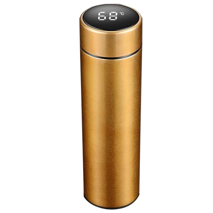 Cana termica SMART cu afisaj LED aur