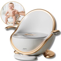 Olita pentru Copii Infiniteea™, Multifunctionala, Educativa, Ergonomica, Portabila, Vas Detasabil, Suprafata Antialunecare, Lumina de Veghe, Colac Moale, Alb