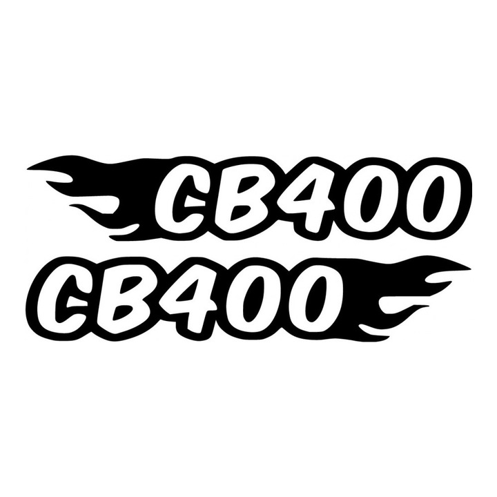 Sticker x2, Honda CB400 Flames, Alb, 20cm