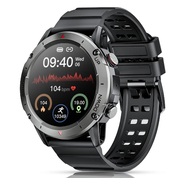 Мъжки смарт часовник DG Sync NX9 - черен - 1,39-инчов IPS HD екран ...