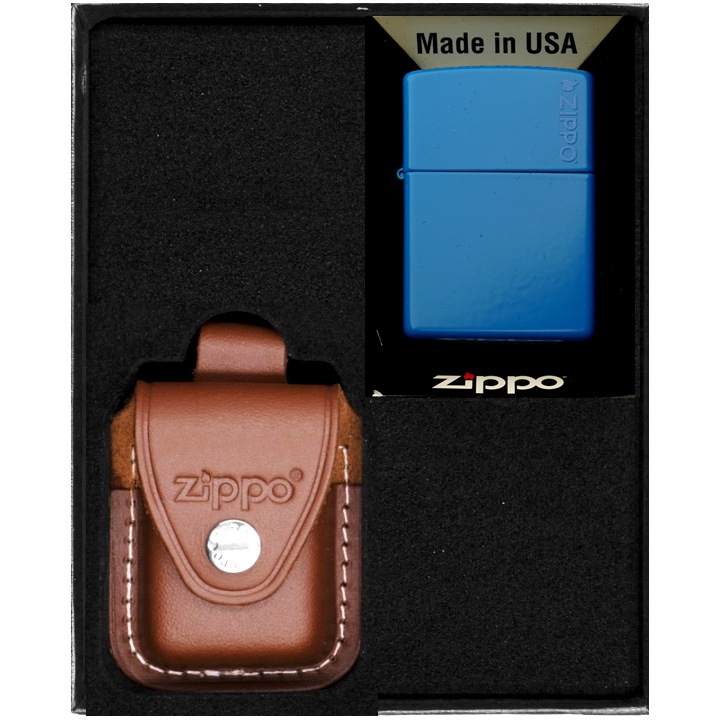 Set bricheta cadou, Zippo, Cu benzina, Albastru Mat