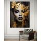 Tablou Canvas Premium, LuxCanva® A1509, Butterfly And Girl, 90 X 120 CM, Panza Bumbac 100% 400g/m2, Sasiu Lemn, Fluturi, Frumusete, Insecte, Auriu, Decorativ, Room, Culori Vibrante