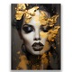 Tablou Canvas Premium, LuxCanva® A1509, Butterfly And Girl, 90 X 120 CM, Panza Bumbac 100% 400g/m2, Sasiu Lemn, Fluturi, Frumusete, Insecte, Auriu, Decorativ, Room, Culori Vibrante