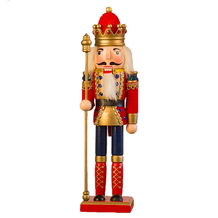 Figurina Craciun LLWL Walnut King, lemn, inaltime 30cm, culoare ca in imagine