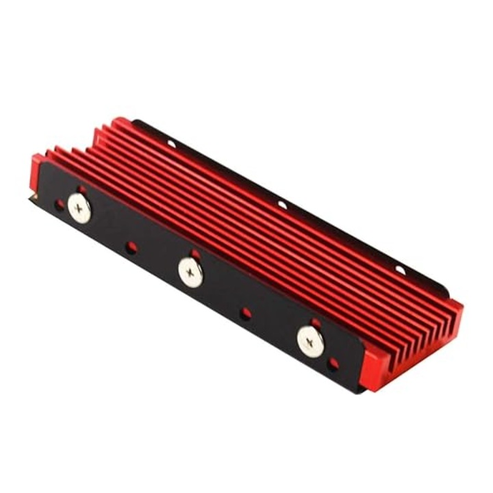 Пасивен радиатор, JENUOS®, съвместим с M.2 2280, 76 x 24 x 10 mm, за SSD M2, алуминий, червен