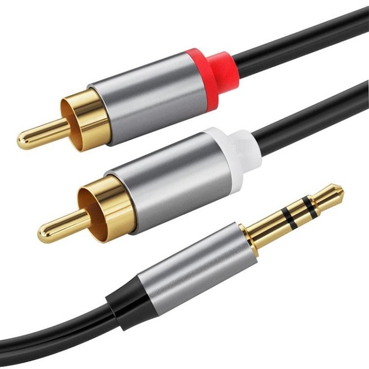 Аудио кабел Mini Jack 3,5 мм към 2 RCA, стерео, 5 м, черен