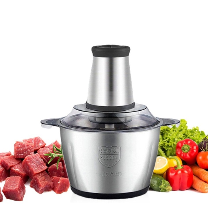 Tocator electric, 4 lame din otel inoxidabil de inalta calitate, 2L, recipient din Inox, Negru