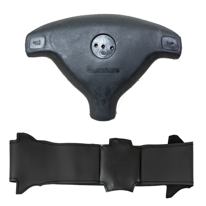 Légzsákburkolat és fekete bőr kormányburkolat szett 38 cm Opel Astra G, Zafira A, Agila, Tigra, Combo, Corsa B típusokhoz