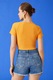 KOTON, Tricou crop cu snur, Portocaliu, M