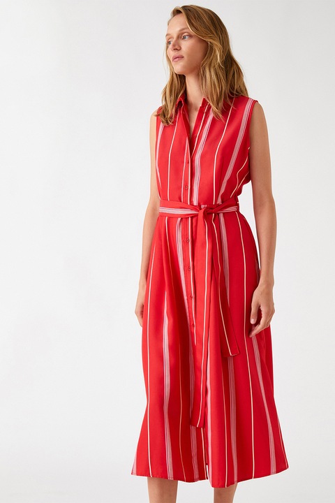 KOTON, Rochie midi cu dungi, Rosu, M