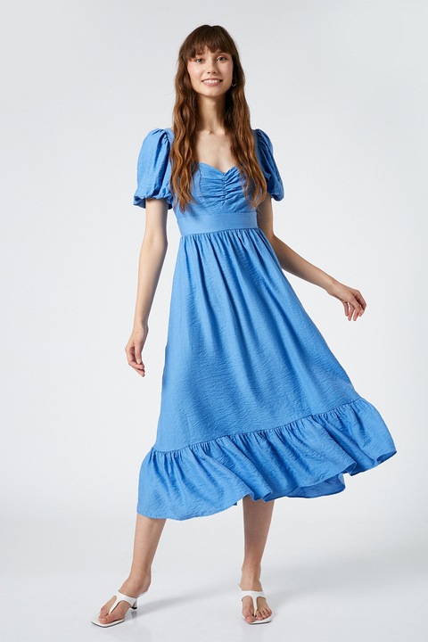 KOTON, Rochie midi cu maneci bufante, Albastru