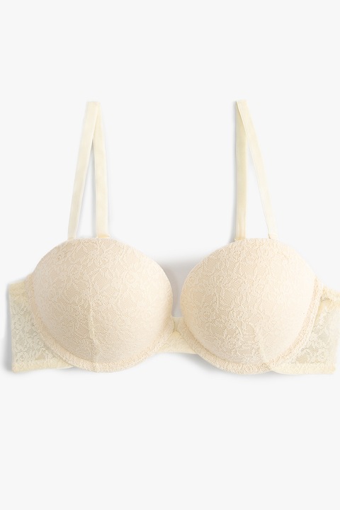 KOTON, Sutien push-up de dantela, Crem