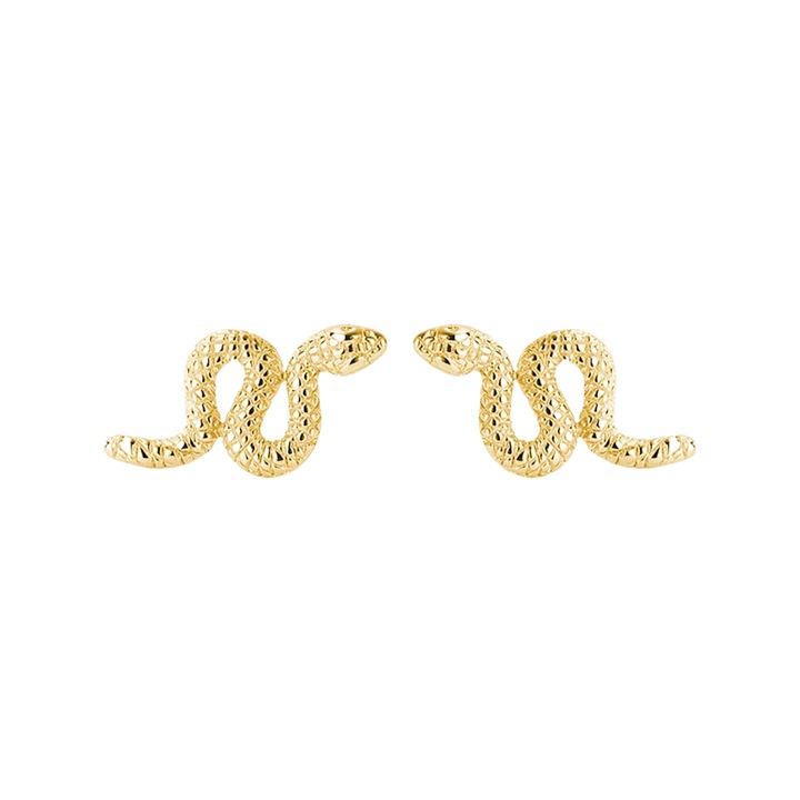 Réz fülbevaló, kígyó, arany színű, női