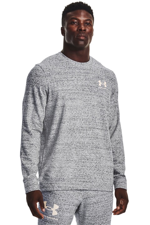 Under Armour, Bluza de trening cu logo, pentru fitness Rival, Gri deschis melange