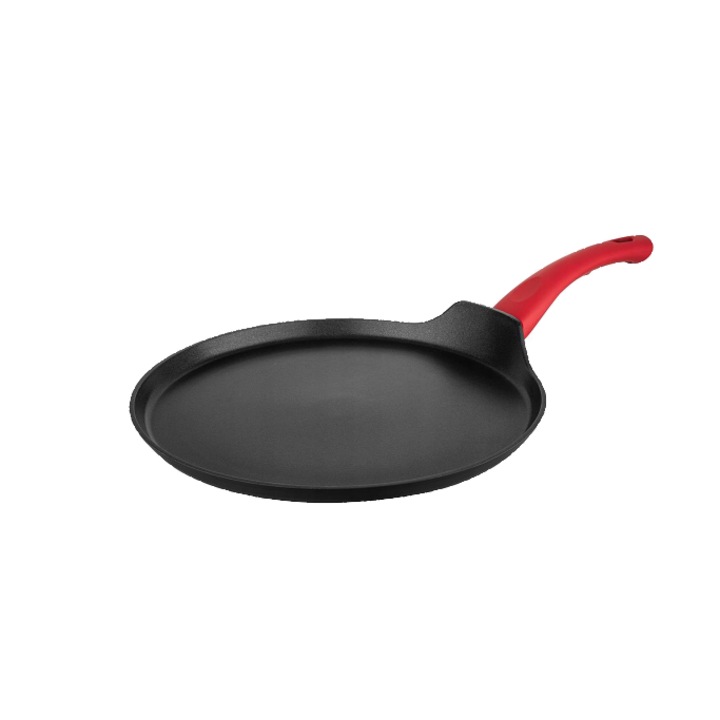 Tigaie pentru oua si clatite din aluminiu cu strat antiaderent, 28 cm, negru, Mars Florina