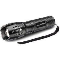 Lanterna LED Techone® Vision Pro, 1500 Lumeni, Din Aluminiu, 5 Moduri de Luminare, Rezistenta la Apa, Baterii sau Acumulator 18650, Zoom, Mod SOS Negru