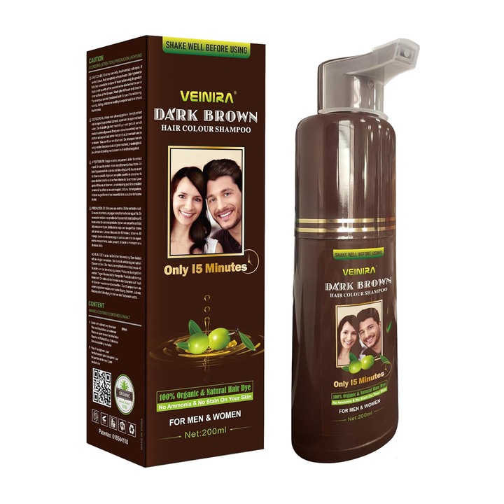 Sampon colorant, fara amoniac, Veinira, saten inchis, instant, 200 ml