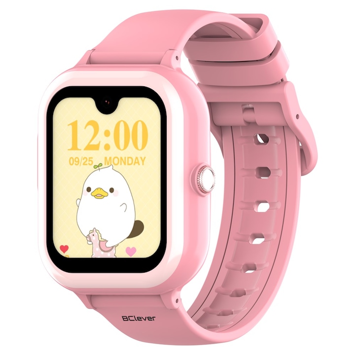 Детски смарт часовник, PremiumBuddy by BClever®, GPS местоположение, Аудио и видео разговори, SoS бутон, Водоустойчив, 4G, Amoled екран 1.78" 368x448, Virtual fence, Spy function, Розов