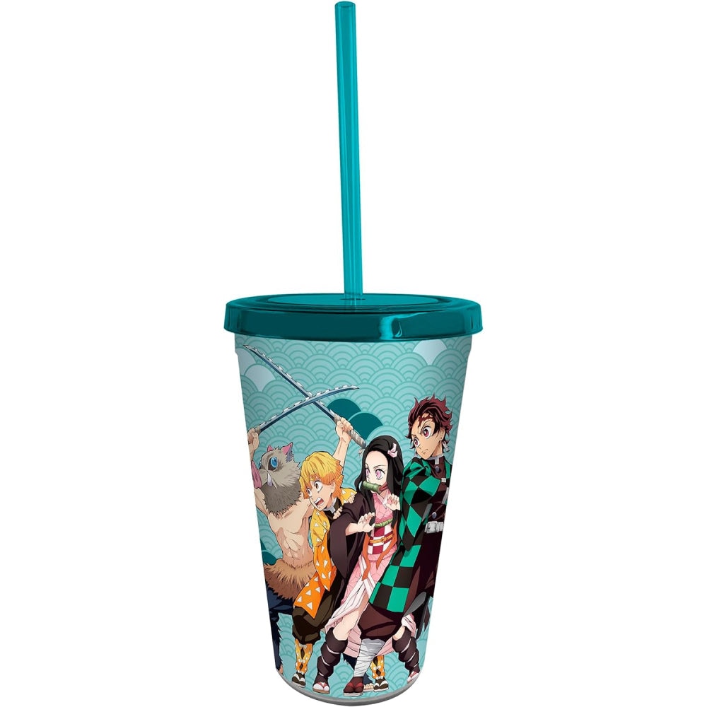 Set Cadou Demon Slayer - Pahar cu Pai 470ml + Figurina Acrilica +