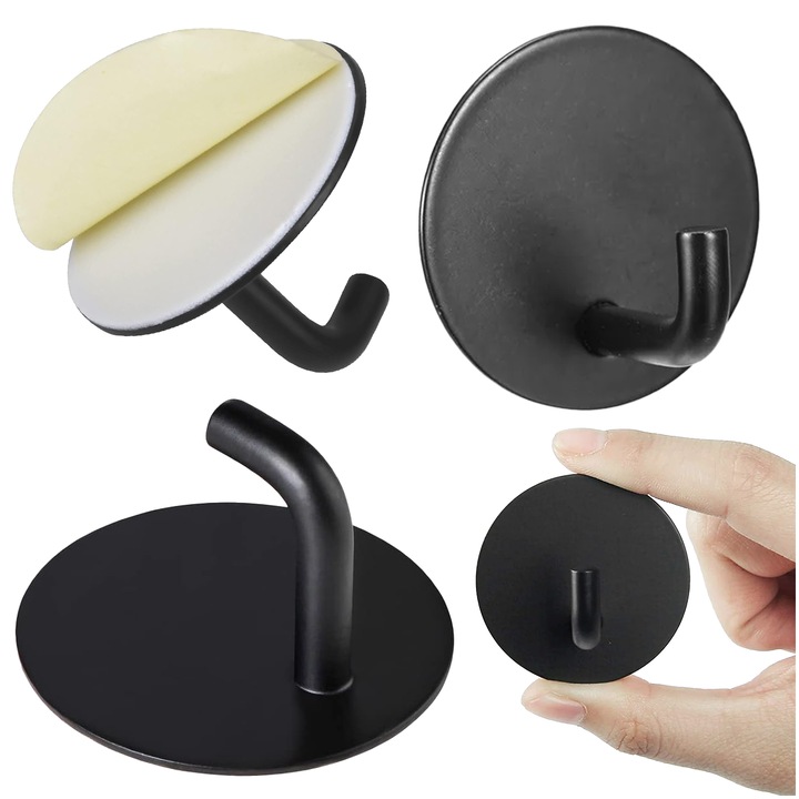 Комплект от 3 поставки за кърпи, 3M, самозалепващи се, черни, 45 мм