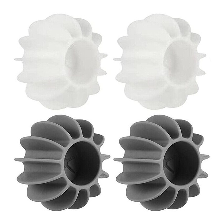 Set 4 bile de spalat DomowySwiat, ecologice, PVC, 4x2,5 cm, reutilizabile, previn scamosarea si electrizarea rufelor, compatibile cu toate tipurile de tesaturi, ideale pentru masini de spalat automate