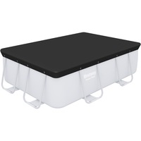 Prelata de protectie pentru piscina Bestway, 269x179 cm, material PVC, include snur de prindere si orificii de drenaj ce previn acumularea de apa, compatibila cu piscine Power Steel, negru