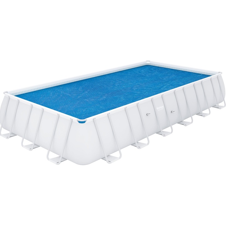 Bestway napelemes ponyva, 703x336 cm, polietilén anyag, napfényben gyorsan felmelegíti a vizet, védi a vizet a szennyeződésektől, tartja a víz hőmérsékletét, kompatibilis a Power Steel medencékkel, kék
