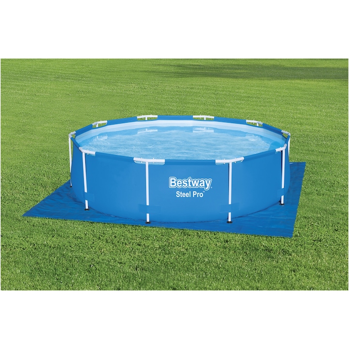 Prelata protectie baza piscina Bestway, 335x335 cm, material polietilena, albastru