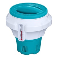 Dozator plutitor pentru substante chimice piscina ChemGuard Bestway, diametru 17.5 cm, inaltime 18.6 cm, cu temometru inclus, deschidere reglabila, pentru tablete cu diametru de pana la 7.6 cm, albastru/alb