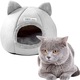 Легло за котки и кучета във формата на къщичка с котешки уши Galaxia®, допълнителен материал, водоустойчив, лесен за пране, лесен за почистване и поддръжка, 33 x 33 x 30 cm