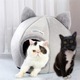 Легло за котки и кучета във формата на къщичка с котешки уши Galaxia®, допълнителен материал, водоустойчив, лесен за пране, лесен за почистване и поддръжка, 33 x 33 x 30 cm